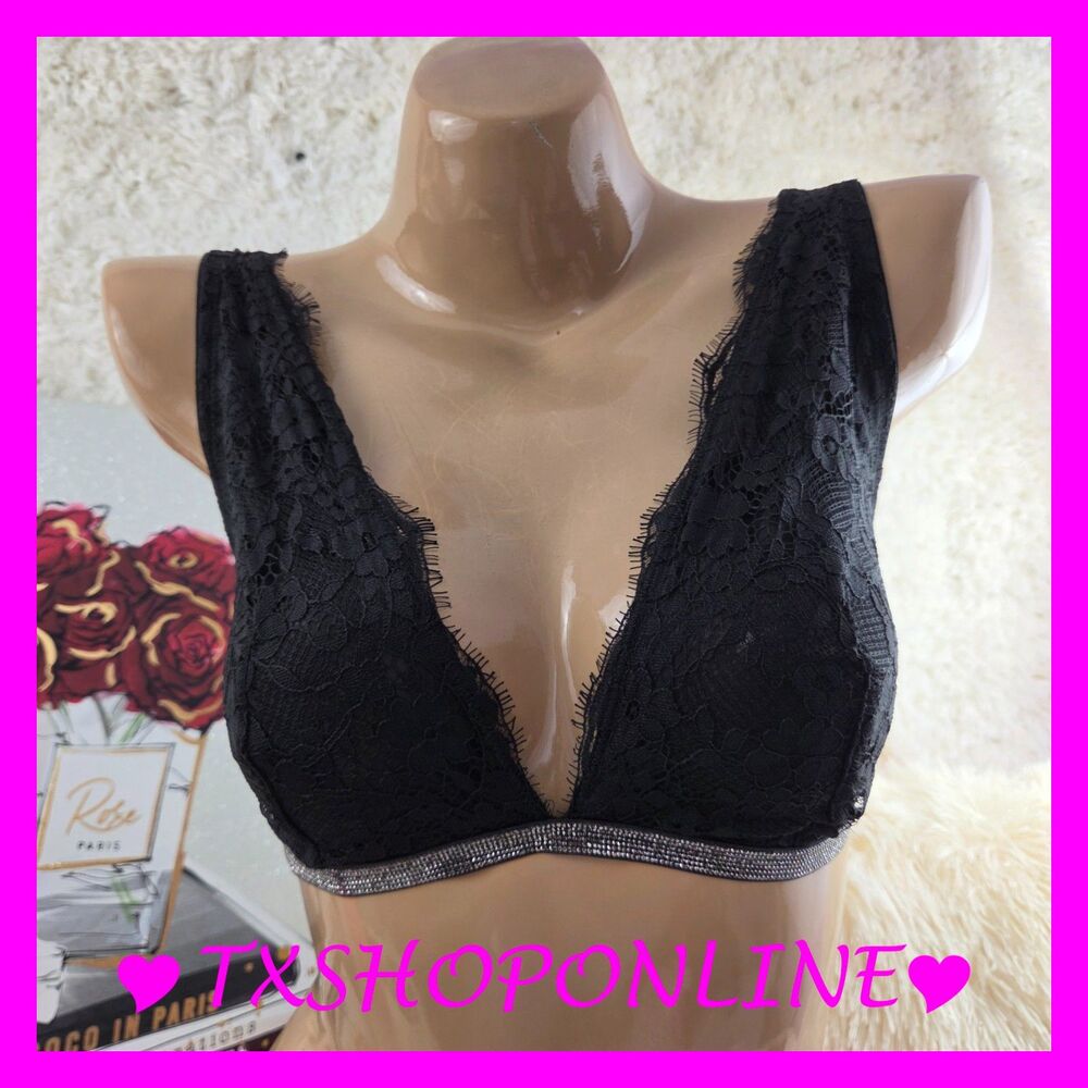 Victoria's Secret Dream Angels Twinkle Black Lace Triangle Bra